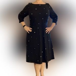 eShaki Black dress with blue and green embroidered polka dots - 2X - 20W
